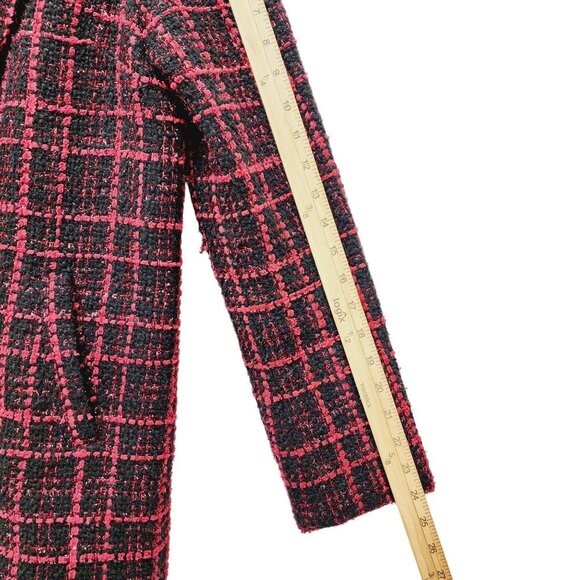 Bagatelle Collection Tweed Jacket Pea Coat Size S Women's Red Black Plaid - Picture 11 of 11